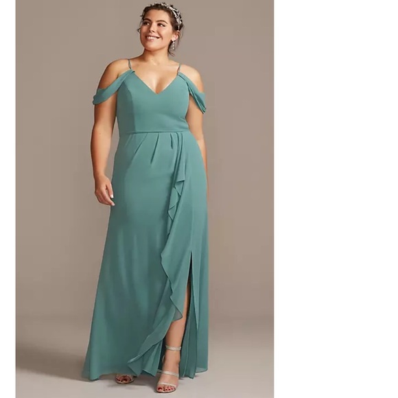 David Bridal cascading off-the-shoulder dress - Picture 4 of 4